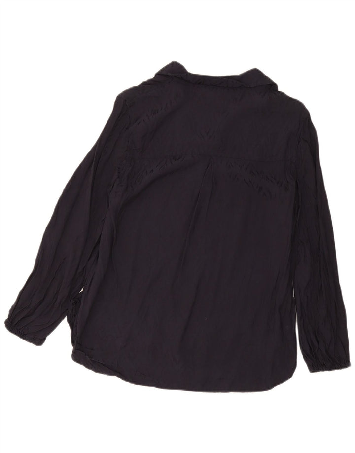 Marks & Spencer Γυναικείο πουλόβερ πουκάμισο UK 12 Medium Navy Blue Viscose