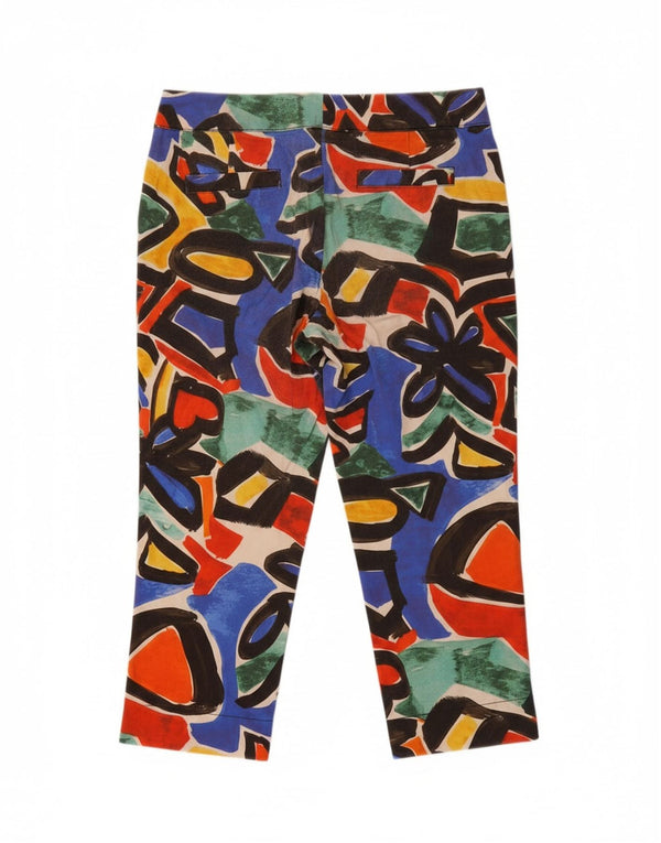 VINTAGE Womens Abstract Pattern Capri Trousers IT 44 Medium W28 L19 Red
