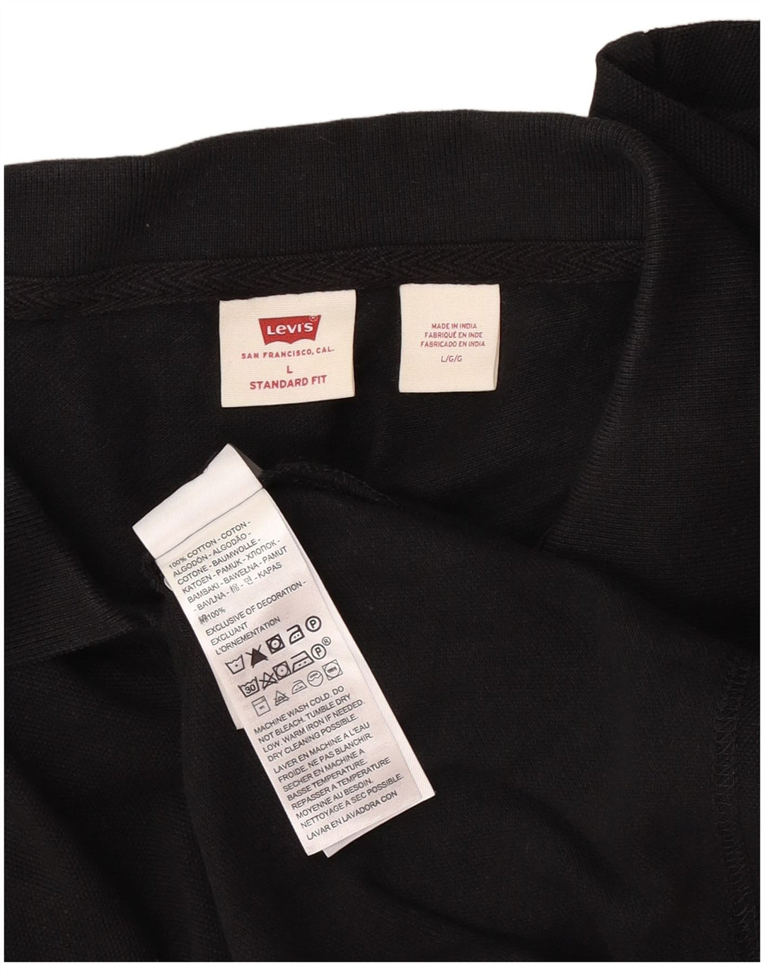 Ανδρικό πουκάμισο Levi's Standard Fit Polo, μεγάλο μαύρο βαμβακερό