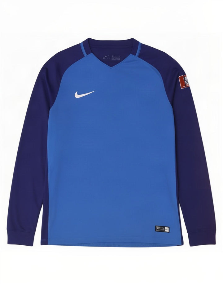 Ανδρικό γραφικό τοπ Nike Dri Fit με μακρυμάνικο μπλε χρώματος πολυεστέρας