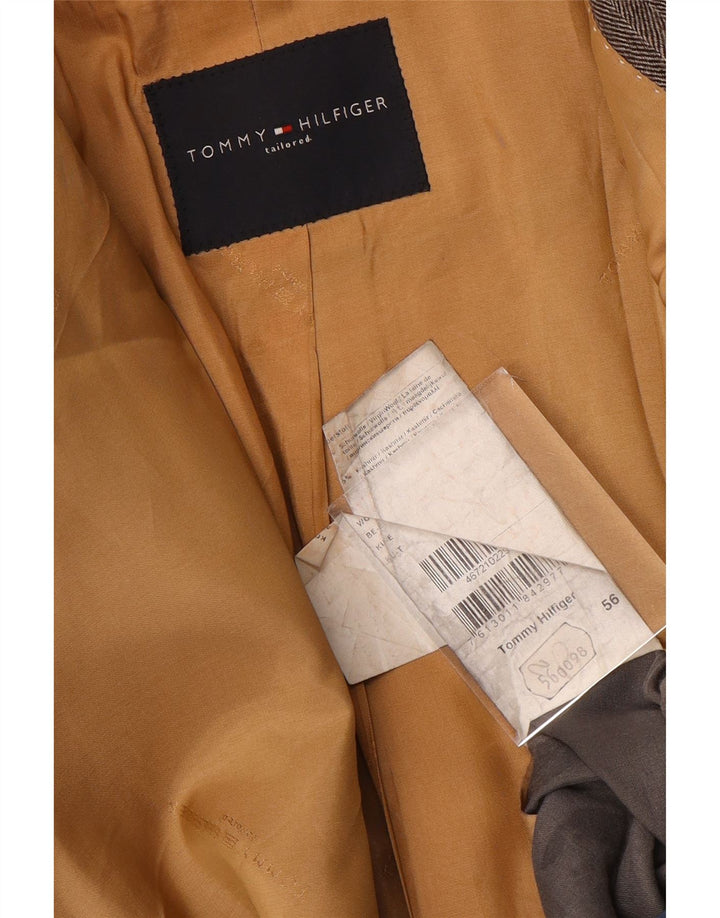 Tommy Hilfiger Ανδρικό σακάκι με 2 κουμπιά μπλέιζερ IT 56 3XL Γκρι μαλλί ψαροκόκαλο