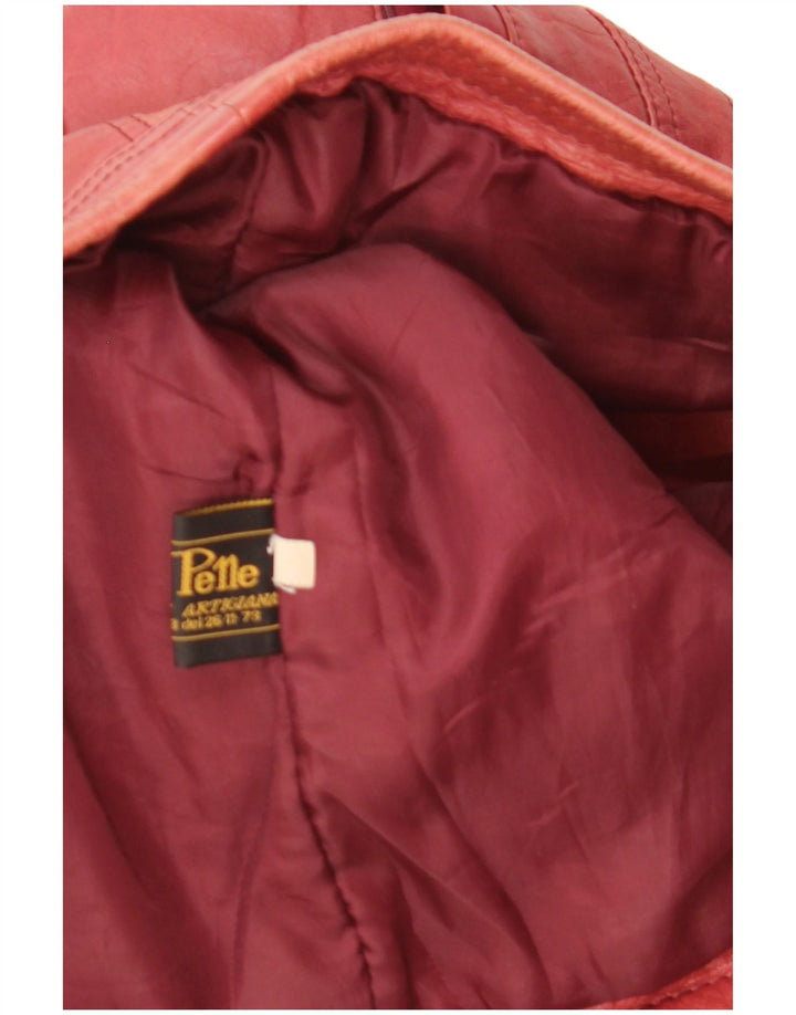 Vintage Γυναικείο Crop Δερμάτινο Μπουφάν UK 12 Medium Red Leather