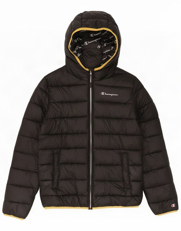 Champion Boys Hooded Jacket 11-12 Years Large Black Polyester