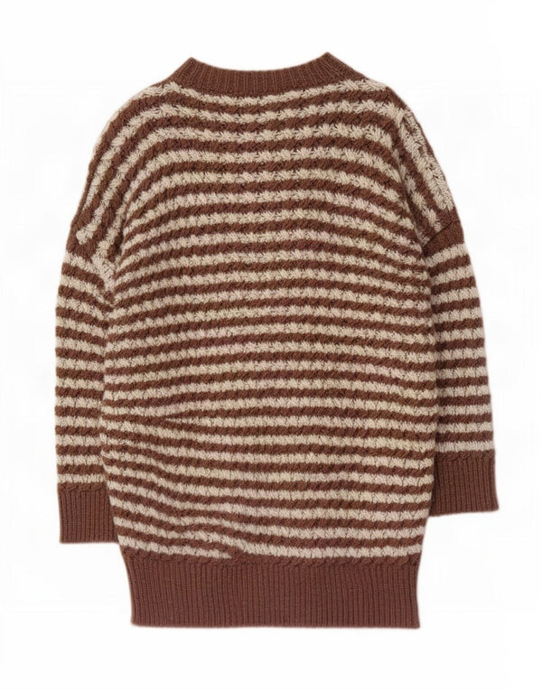 Zara γυναικείο πουλόβερ με λαιμό σκακιέρα UK 10 Small καφέ ριγέ