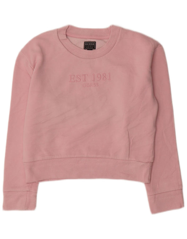 Φούτερ Guess Girls Graphic Crop Jumper 13-14 ετών Ροζ βαμβακερό
