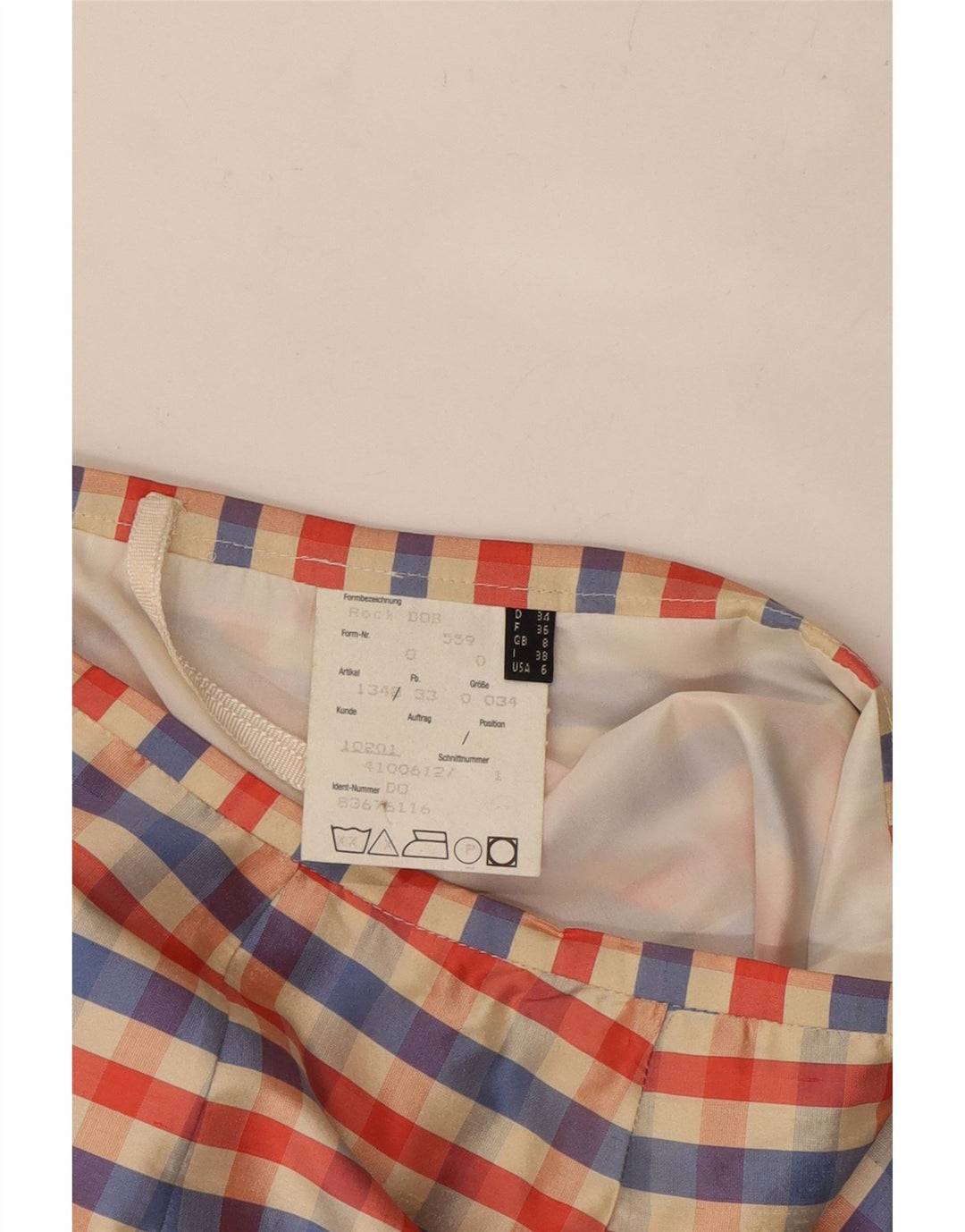 VINTAGE Γυναικεία Pencil Φούστα UK 8 Small W26 Πολύχρωμη Check Silk