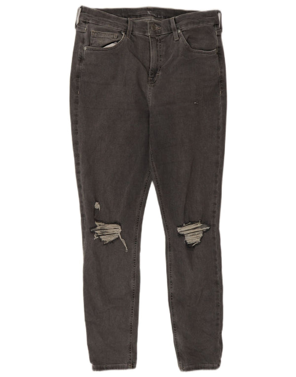 Topshop Womens Distressed Slim Jeans W30 L26 Γκρι βαμβακερό