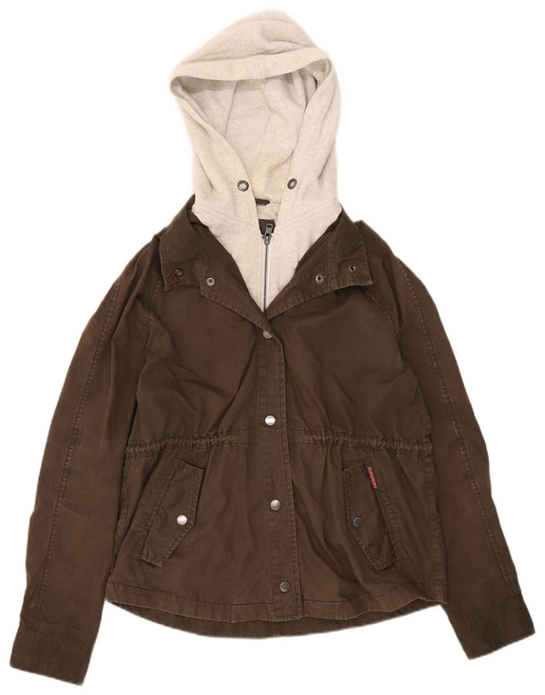 Superdry γυναικείο μπουφάν με κουκούλα UK 14 μεσαίο χακί βαμβακερό χρώμα