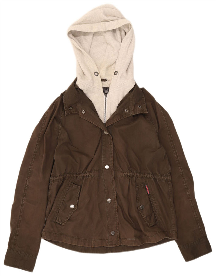 Superdry γυναικείο μπουφάν με κουκούλα UK 14 μεσαίο χακί βαμβακερό χρώμα