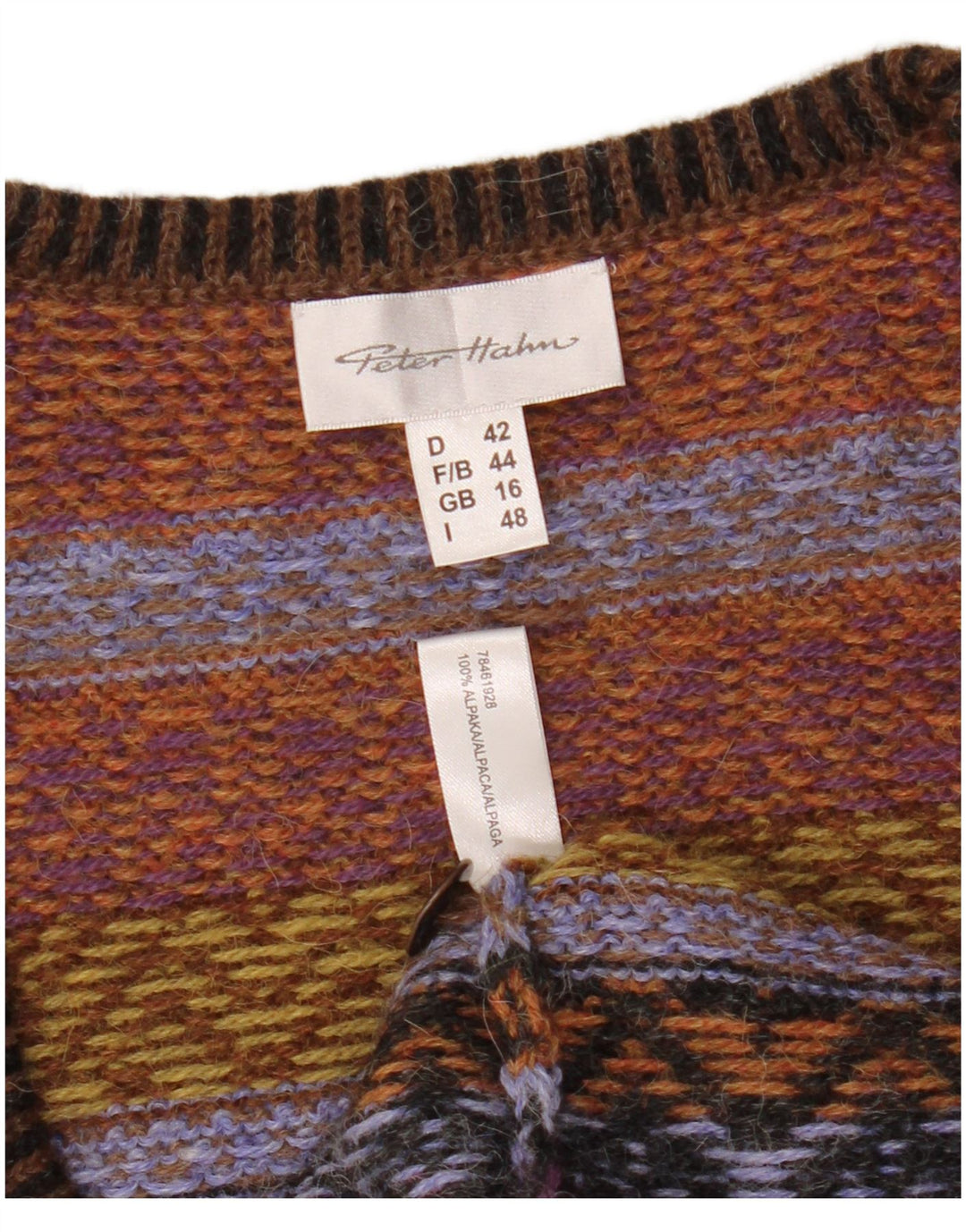 PETER HAHN Γυναικείο αμάνικο πουλόβερ UK 16 Large Brown Fair Isle