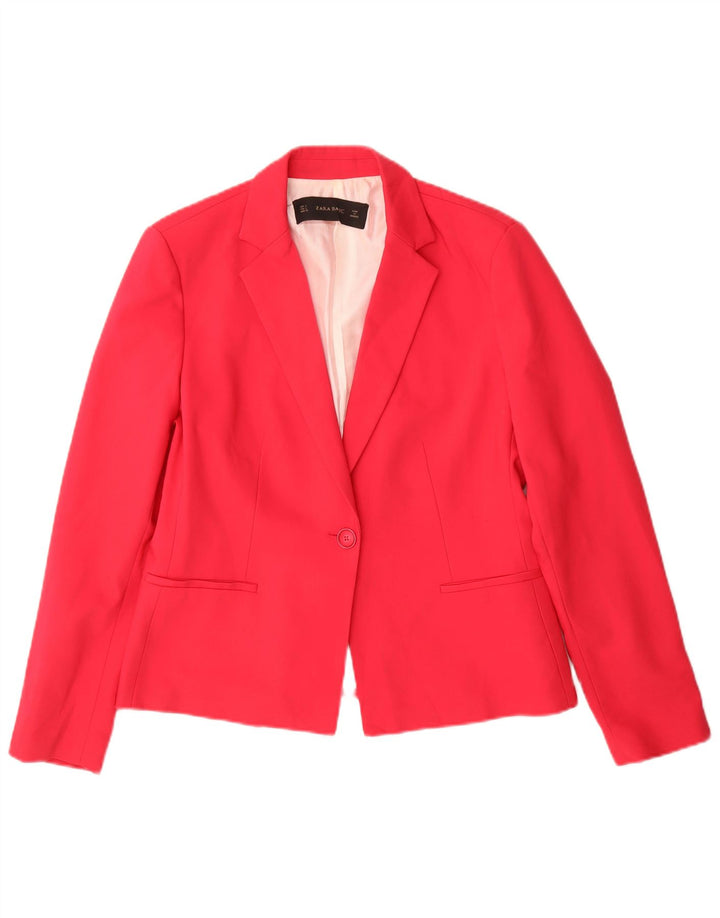 Zara Γυναικείο σακάκι 1 κουμπιού Blazer UK 14 μεγάλο ροζ πολυεστέρα