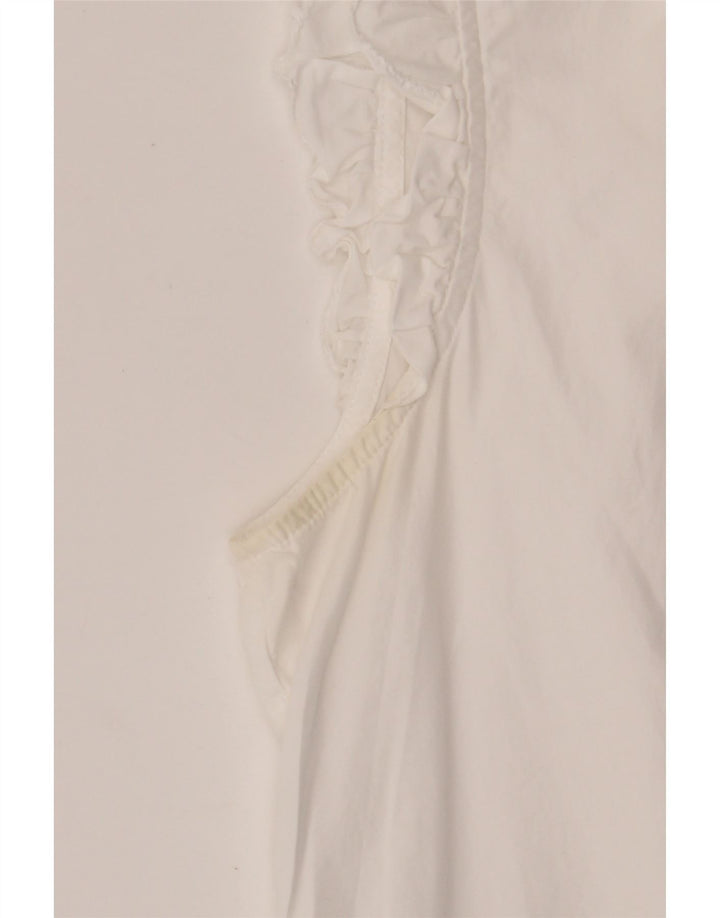 MAX MARA Womens Sleeveless Ruffle Front Shirt Blouse UK 12 Medium White Vintage Max Mara and Second-Hand Max Mara from Messina Hembry 