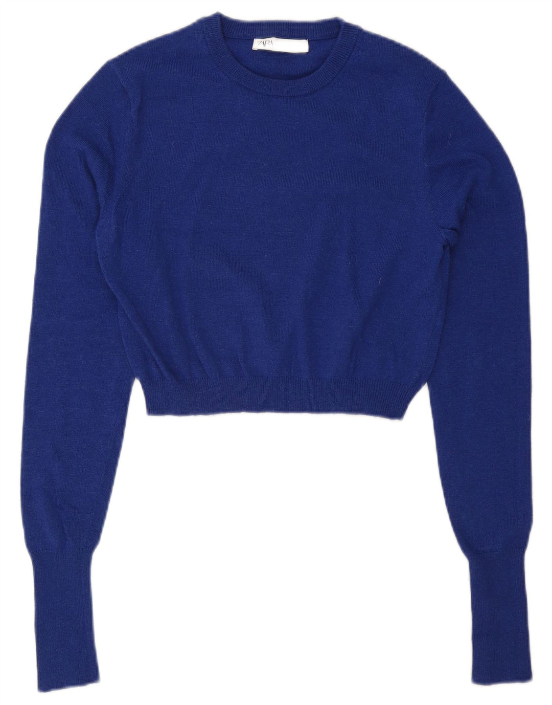 Zara Γυναικείο πουλόβερ με λαιμόκοψη Crop Crop UK 12 Medium Blue