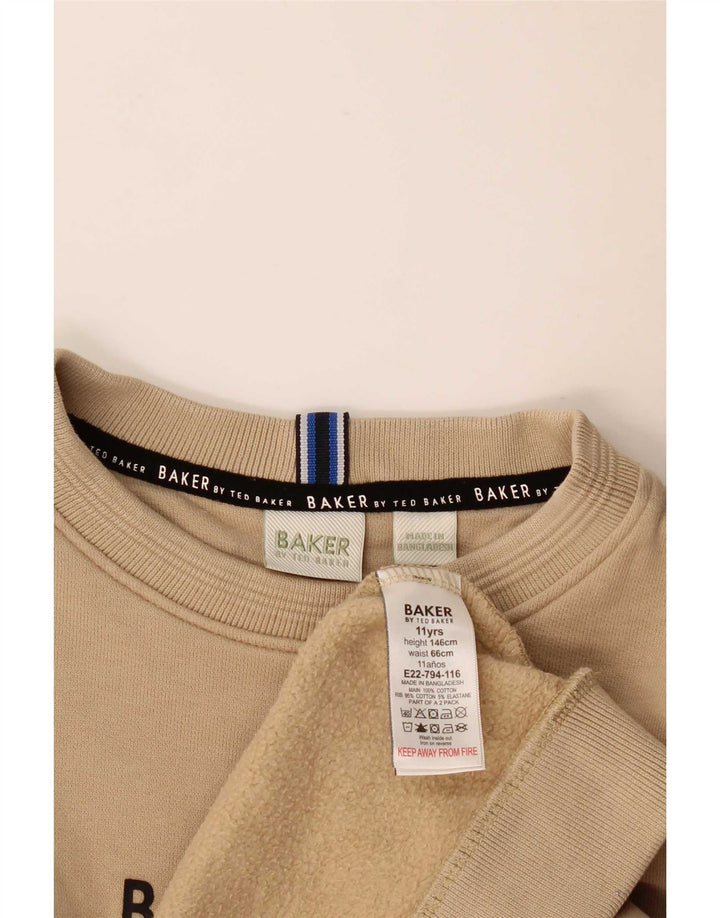 Ted Baker Boys Graphic Φούτερ πουκάμισο 10-11 ετών Μπεζ βαμβακερό