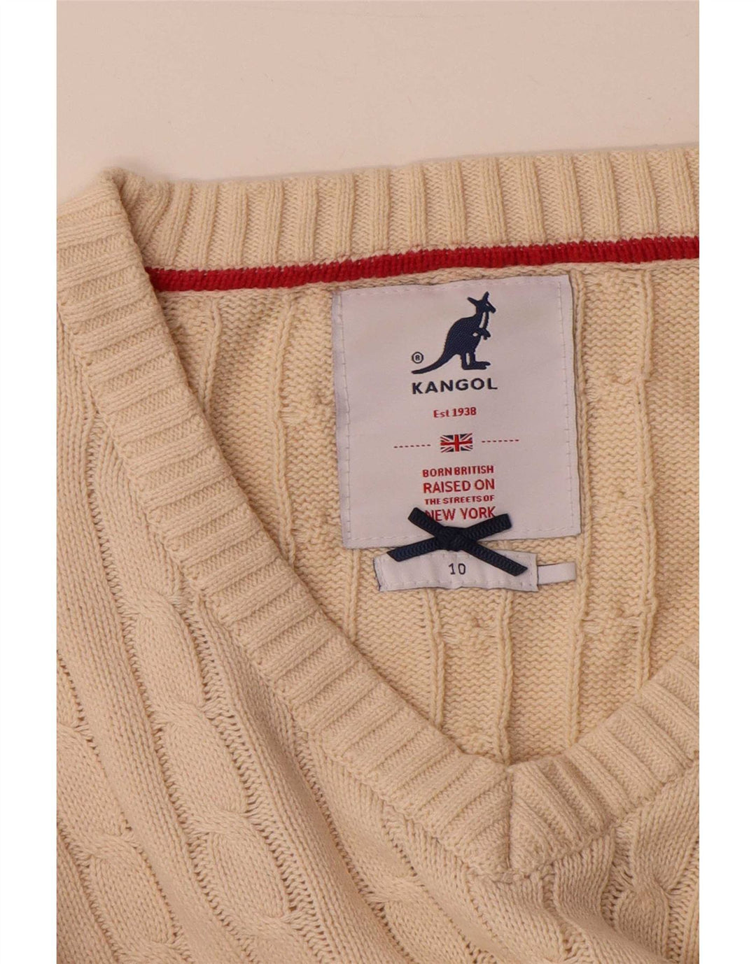 Kangol Γυναικείο πουλόβερ με λαιμόκοψη με V λαιμόκοψη UK 10 Small Beige