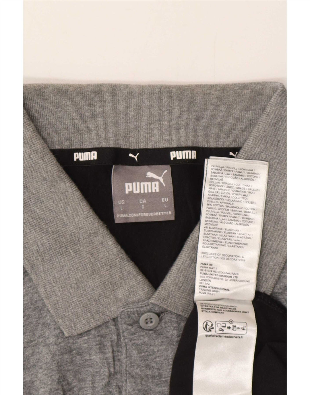 Ανδρικό πουκάμισο πόλο Puma σε μεγάλο γκρι χρώμα, βαμβακερό