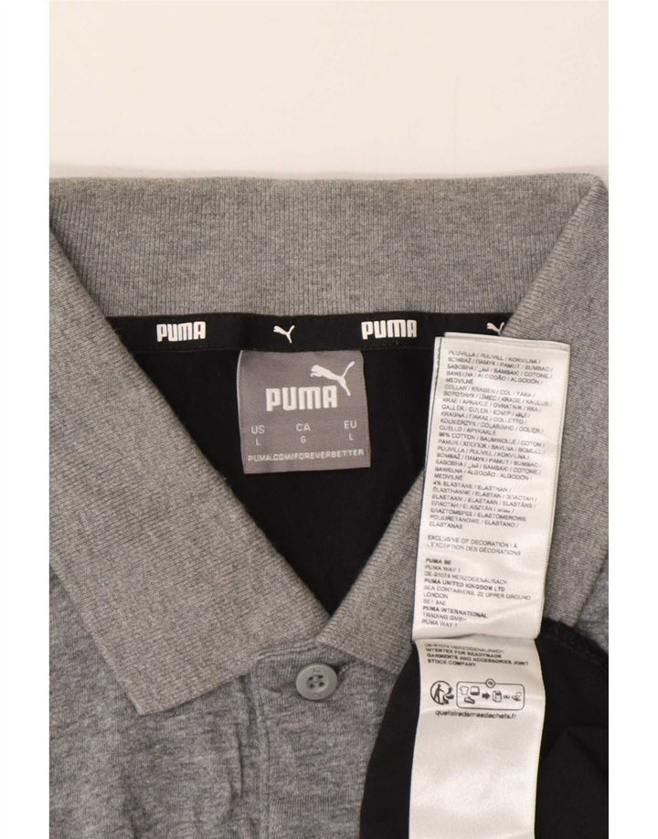Ανδρικό πουκάμισο πόλο Puma σε μεγάλο γκρι χρώμα, βαμβακερό