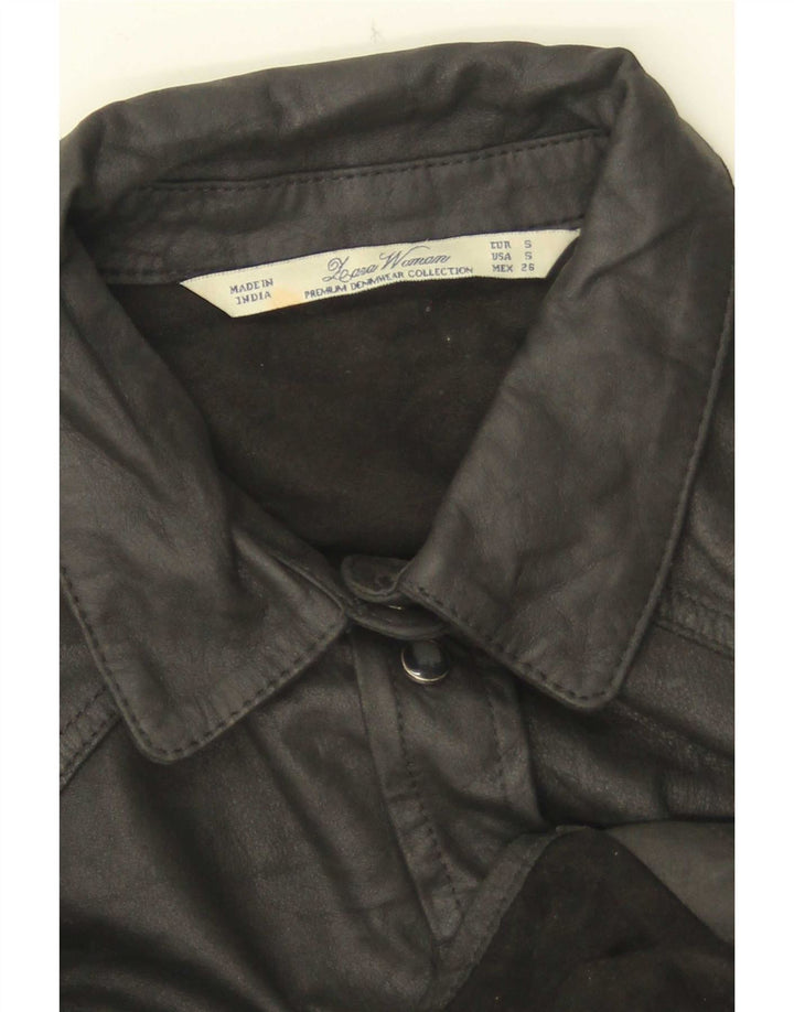 Zara Γυναικείο Δερμάτινο Πουκάμισο UK 10 Small Black