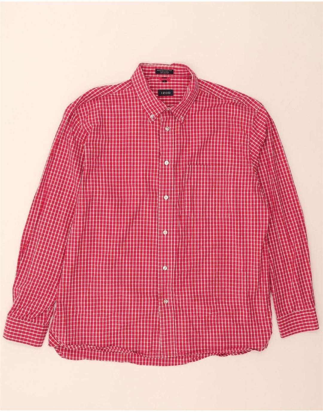IZOD Mens Shirt Large Red Check Cotton 80s Vintage Izod and Second-Hand Izod from Messina Hembry 