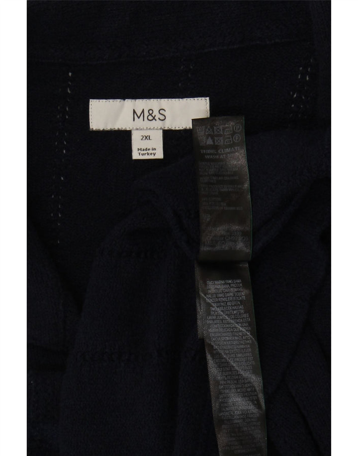 Marks & Spencer Ανδρικό κοντομάνικο πουκάμισο 2XL Navy Blue βαμβακερό