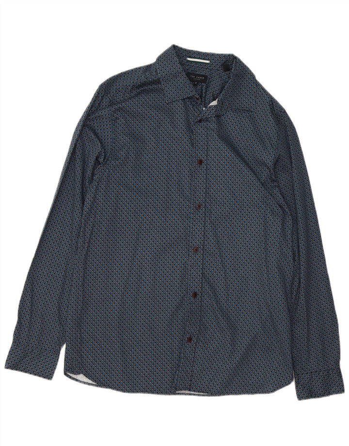 Ted Baker Ανδρικό πουκάμισο Abstract Pattern Μέγεθος 5 XL Μπλε βαμβακερό
