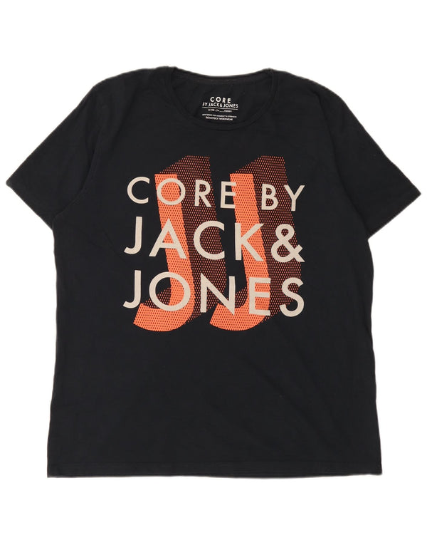 Jack & Jones Ανδρικό γραφικό T-Shirt Top 2XL μαύρο βαμβακερό