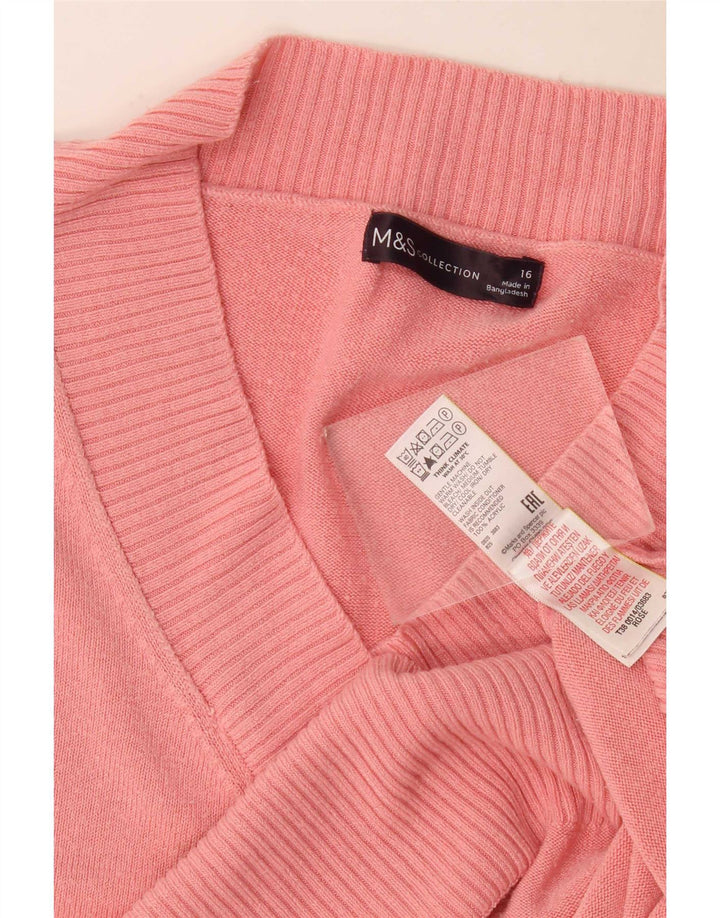 Marks & Spencer Γυναικείο πουλόβερ με λαιμόκοψη μεγάλου μεγέθους UK 16 μεγάλο ροζ