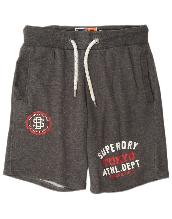 Ανδρικό γραφικό αθλητικό σορτς Superdry μικρό γκρι βαμβακερό