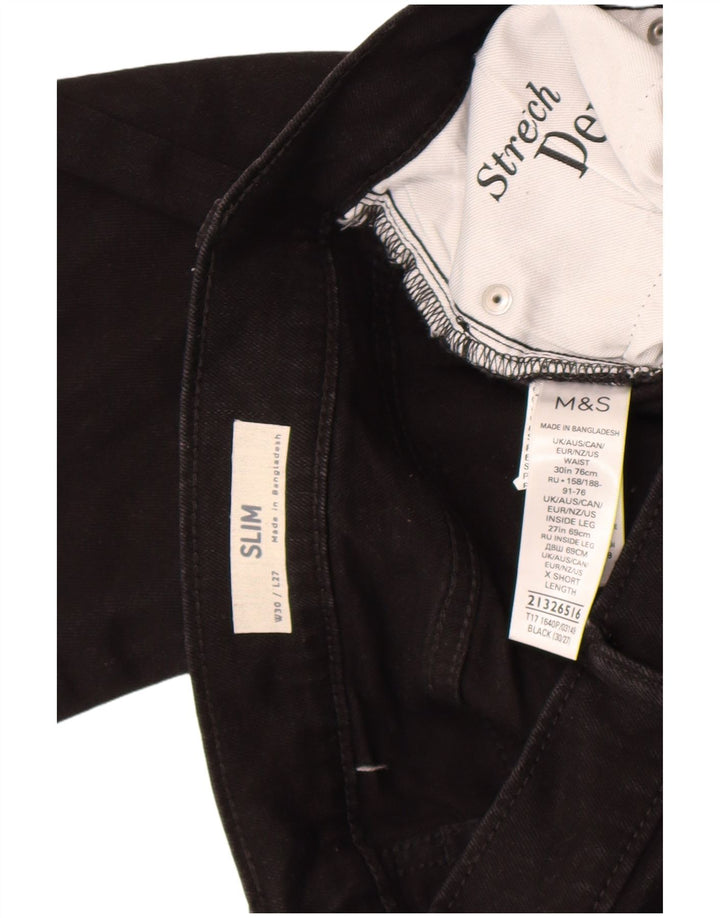 Marks & Spencer Ανδρικό Slim Jeans W30 L27 Μαύρο βαμβακερό