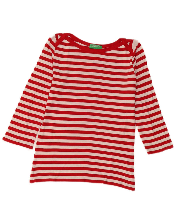 Benetton Γυναικείο τοπ 3/4 μανίκι UK 6 XS κόκκινο ριγέ βαμβακερό