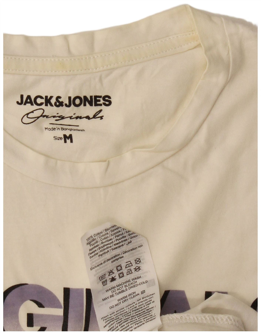 JACK & JONES Ανδρικά Πρωτότυπα Γραφικά T-Shirt Top Μεσαίο λευκό βαμβακερό