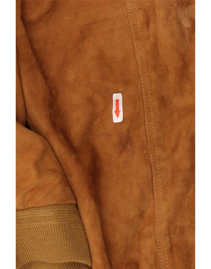 Vintage Ανδρικό Suede Bomber Jacket IT 62 6XL Καφέ Δερμάτινο