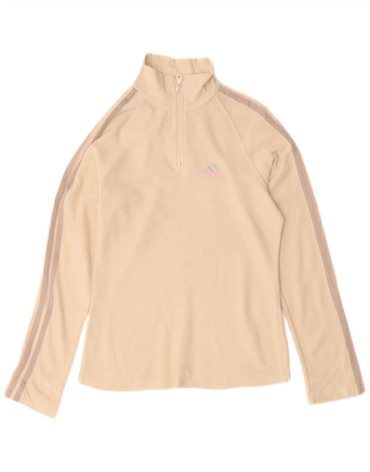 Adidas γυναικείο φερμουάρ Fleece Jumper UK 14 Large Beige Polyester