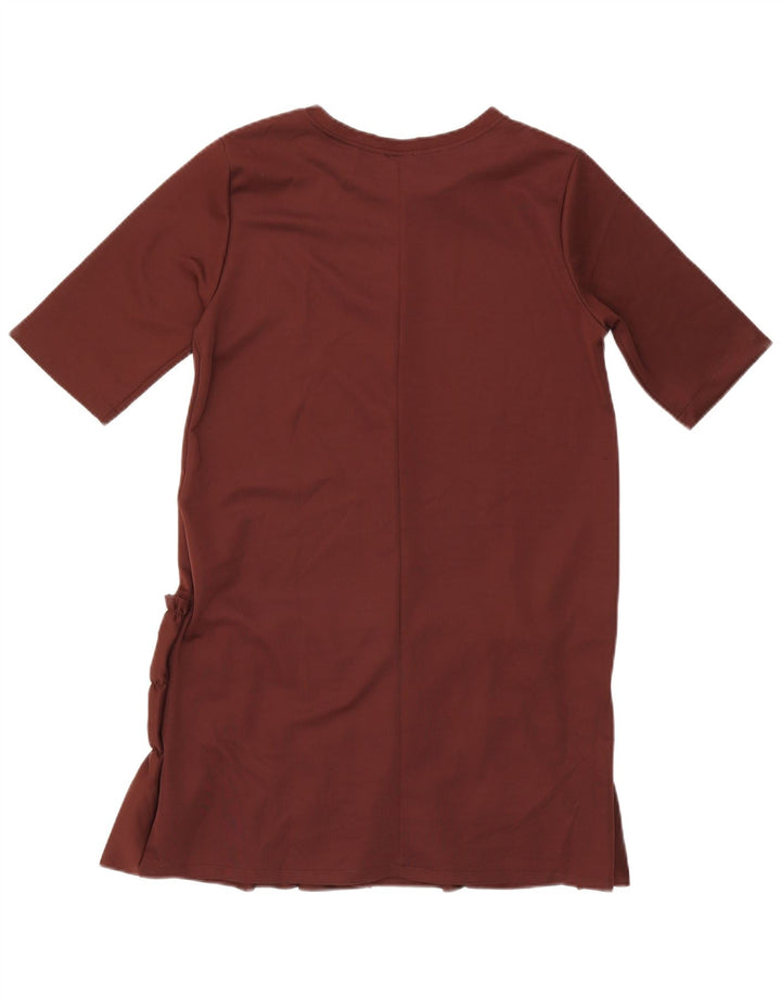 Zara Γυναικείο φόρεμα με βολάν μπροστά Shift UK 14 Large καφέ πολυεστέρας
