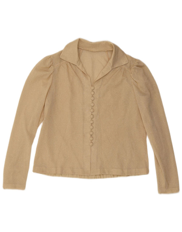 Vintage γυναικείο πουκάμισο μπλούζα UK 14 Medium Beige