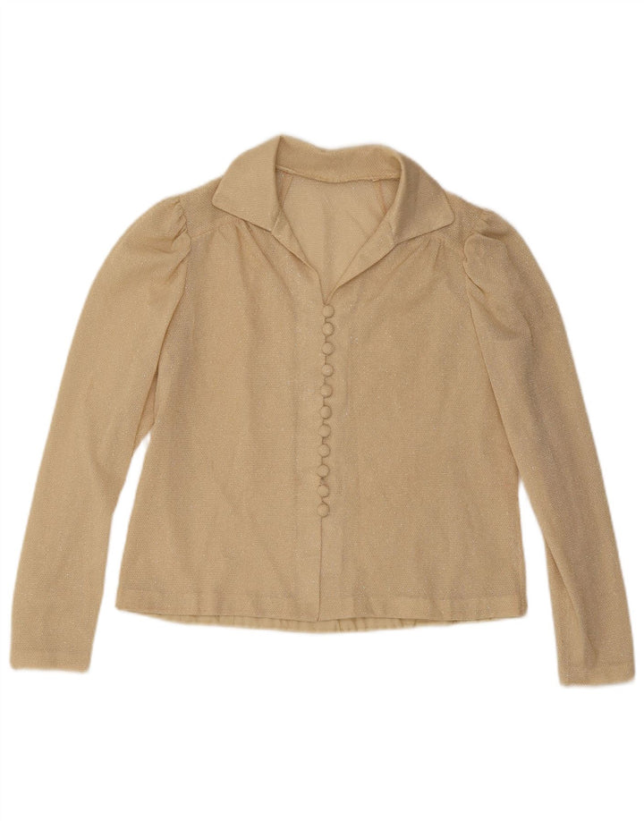Vintage γυναικείο πουκάμισο μπλούζα UK 14 Medium Beige