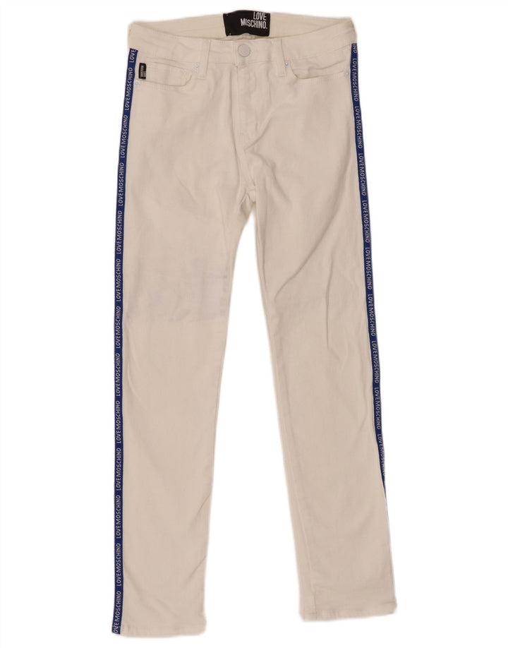 Γυναικείο γραφικό Skinny τζιν MOSCHINO W26 L26 Λευκό