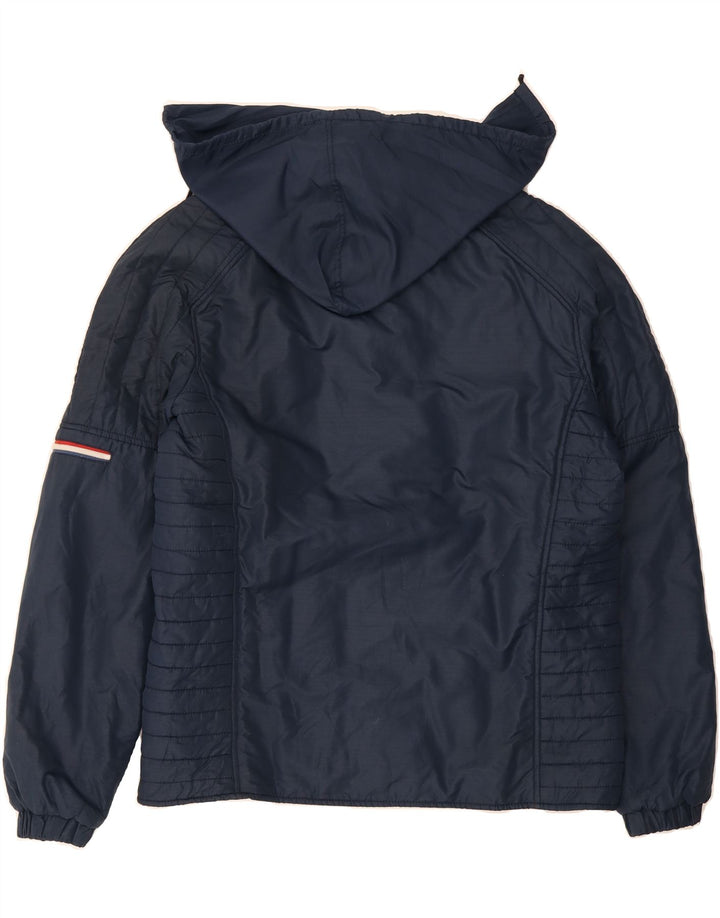 VINTAGE Mens Hooded Bomber Jacket UK 40 Large Navy Blue Polyamide Vintage Vintage and Second-Hand Vintage from Messina Hembry 
