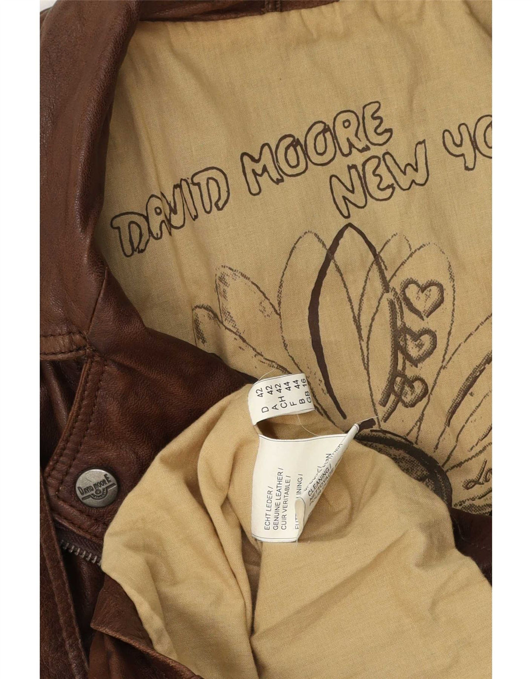 David Moore Γυναικείο Δερμάτινο Μπουφάν Biker UK 16 Large Brown