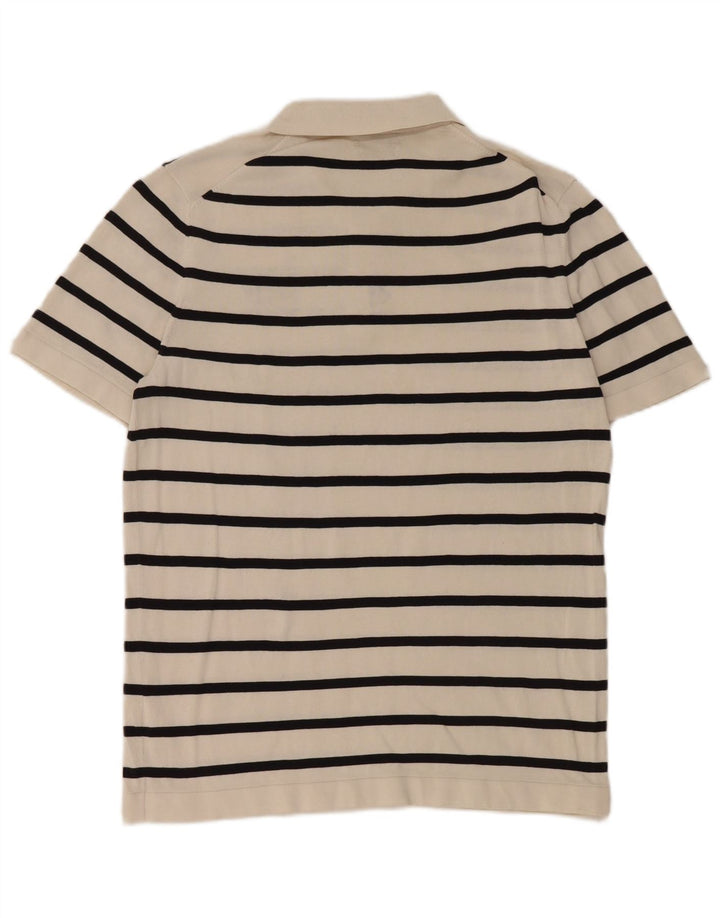 Ανδρικό πουκάμισο πόλο Massimo Dutti, Βαμβακερό μεσαίο λευκό ριγέ