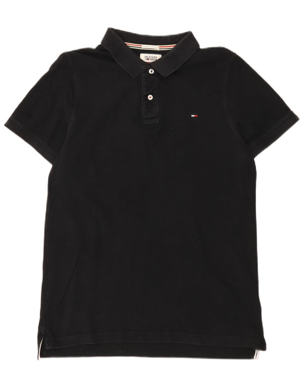 Ανδρικό μπλουζάκι πόλο Tommy Hilfiger XL Μαύρο βαμβακερό