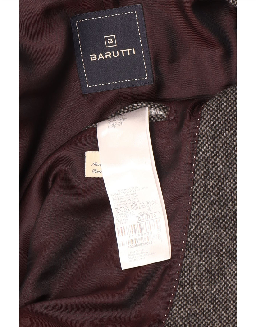 Barutti Ανδρικό σακάκι 2 κουμπιών σακάκι IT 54 2XL Γκρι μαλλί
