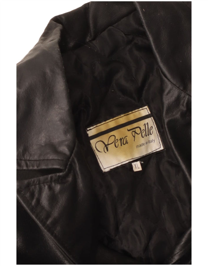 Vintage γυναικείο δερμάτινο παλτό UK 18 XL μαύρο δέρμα
