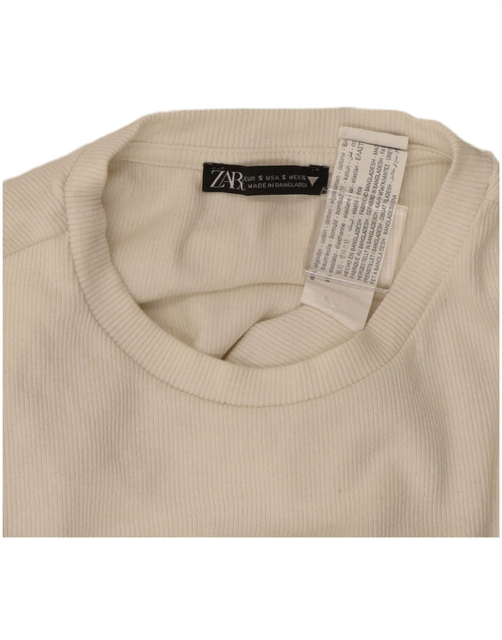 Γυναικείο μακρυμάνικο κορμάκι ZARA UK 8 Small White Βαμβακερό