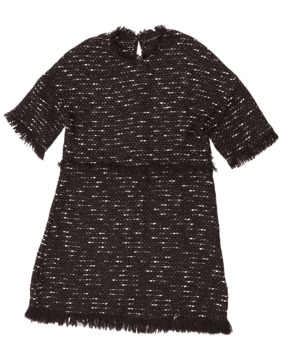 Zara Γυναικείο Jumper Φόρεμα UK 12 Medium Black Flecked