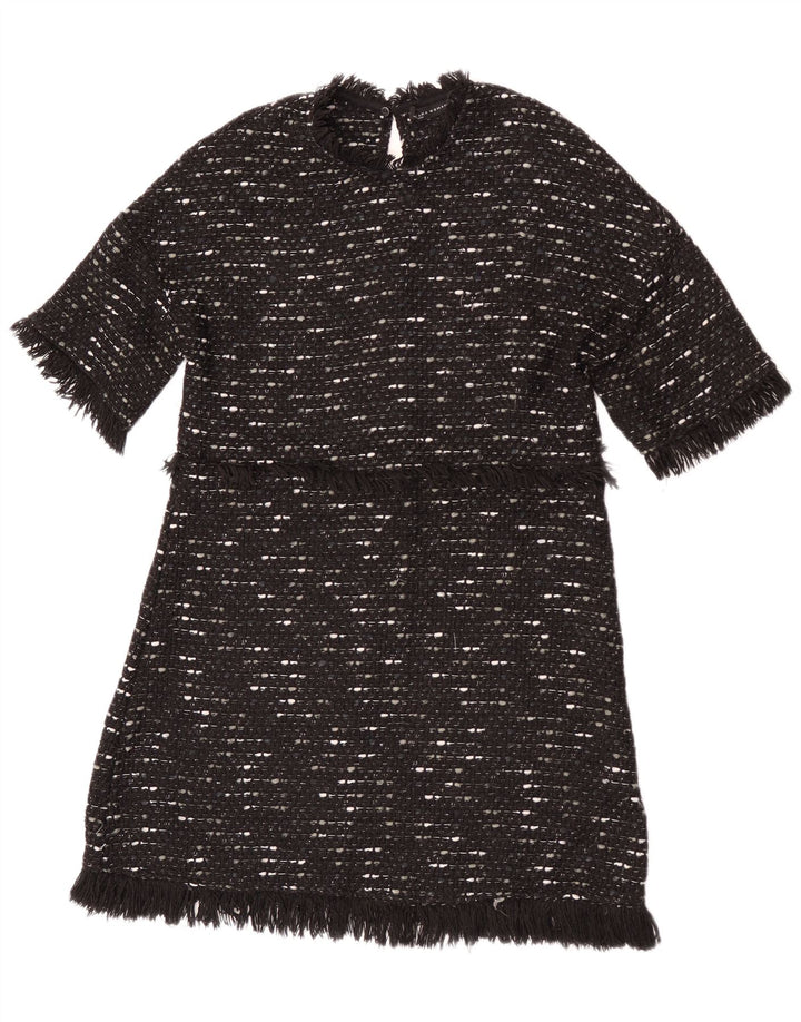 Zara Γυναικείο Jumper Φόρεμα UK 12 Medium Black Flecked