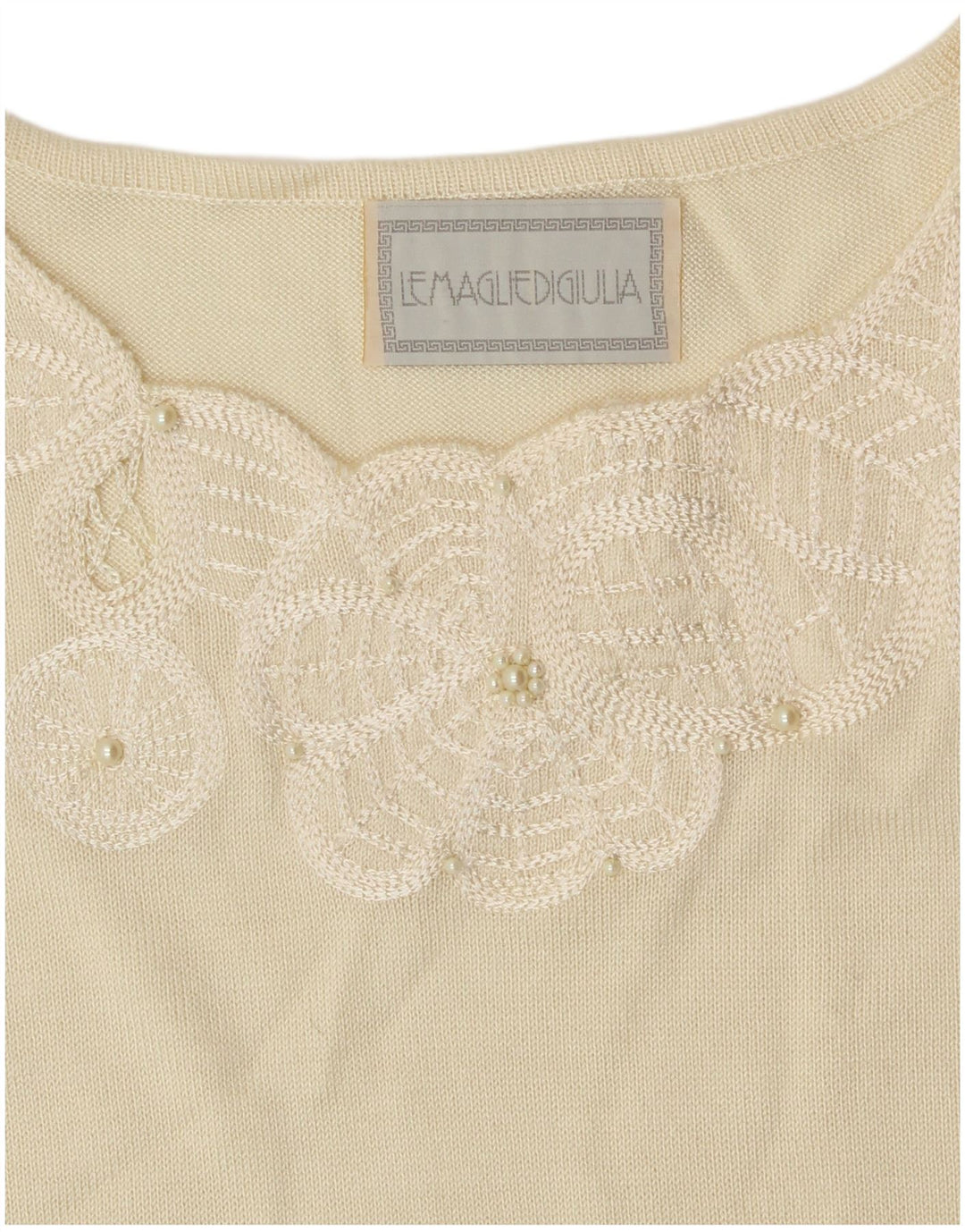 Vintage γυναικεία αμάνικη μπλούζα τοπ UK 8 Small Off White Floral