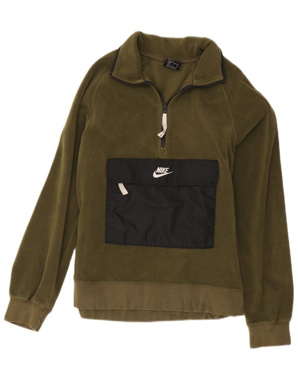 Nike γυναικείο φερμουάρ Fleece Jumper UK 10 Small Khaki Colorblock Πολυεστέρας