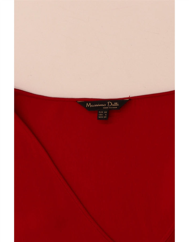 Massimo Dutti Γυναικεία μακρυμάνικη μπλούζα Top EU 38 Small Red Viscose