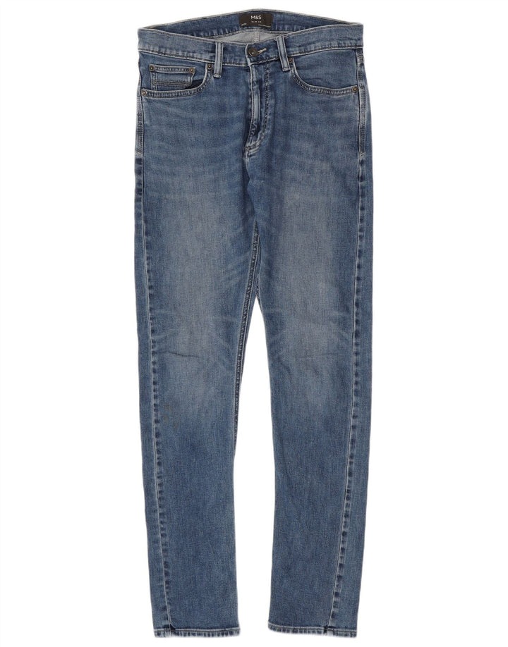 Marks & Spencer Γυναικεία Slim Jeans W30 L33 Blue Cotton